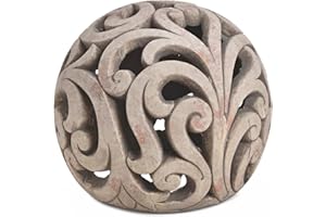 MATCHES21 HOME & HOBBY matches21 Boule Déco Objet Sculpture Figurine en Terre Cuite Look Antique Boule de Jardin Décoration déco Garden & House 1 pièce Ø 22 cm - 3 Tailles