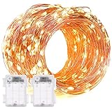 2 Stück 60er Micro LED Lichterkette Draht Batterie-betrieben Kupferdraht Lichterketten mit Timer Warmweiß Wasserdicht für Innen und Außen Weihnachtsbeleuchtung Deko Von Decornova