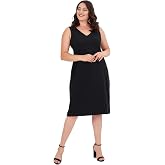 Kurun's Collection B&uuml;y&uuml;k Beden V Yaka Kolsuz Fermuarlı Elbise-1