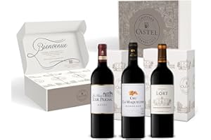 CASTEL CHATEAUX GRANDS CRUS Coffret Cadeau - Vin Rouge - Coffret Bordeaux Dégustation : Les Hauts de Tour Prignac – Cru la Maqueline - Château du Lort - 3x75cl
