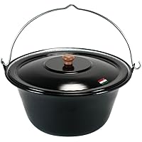 Grillplanet ungarischer Gulaschkessel 15 Liter mit Deckel emailliert, Gulaschtopf Set
