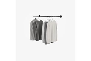 pamo Drążek na ubrania Industrial Loft Design – FINN – wieszak na ręczniki lub wieszak na ubrania z montażem ściennym lub sufitowym | do łazienki lub sypialni ze stabilnych rur w kolorze czarnym