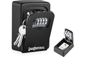 LauCentral Key Safe Wall Mounted, 4 Digit Combination Key Lock Box Outdoor, Strong Zinc&Aluminium Alloy Weather Resistant Construction for Share and Secure Keys for Homestay Garage Office Industries