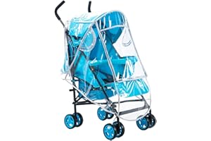 HTRTRR Universal Regenschutz für Kinderwagen, Atmungsaktive EVA Abdeckung mit Reißverschluss, Transparent, Wasserdicht und Langlebig, Passend für die meisten Kinderwagen