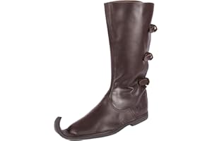 Battle-Merchant Schnabelstiefel mit drei Schnallen, dunkelbraun, Gr. 42