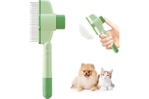 ARTGUTS Kit de toilettage pour animaux de compagnie, brosse autonettoyante, peigne auto-nettoyant pour animaux de compagnie, brosse pour chat, idéale pour les chats à poils longs et à poils courts (vert)