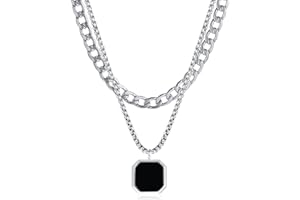 TempBeau Halskette Herren Geometrisch Panzerkette Edelstahl : Gravur Kette für Papa Männer Edelstahl 5mm Panzerkette + 2mm Kastenkette Minimalistisch Geschichtet Schmuck Personalisiert Daddy Geschenk