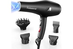 Dekuri Föhn Ionen, Profi Fön Haartrockner Hair Dryer Haarföhn mit 1 Diffusor 2 Stylingdüse, 3 Heiz und 2 Geschwindigkeitsstufen, 2,5 Meter langes Netzkabel, Starker Fön für Familie
