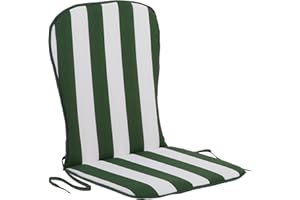 PATIO poduszka na krzesło ogrodowe z niskim oparciem, 74 x 38 x 2 cm, z linkami mocującymi, paski, biało-zielone, kolekcja Sam