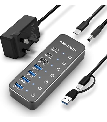 TP-Link UH700 Hub USB 3.0 A 7 Porte Con Alimentatore 12V/2.5A E Cavo 1 Metro, Nero, Compatibile Windows/Mac/Linux