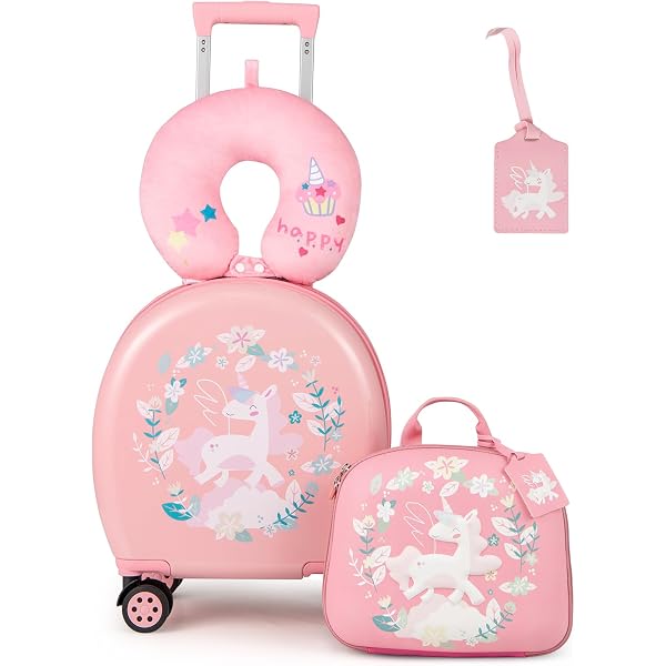 DREAMADE Valise Enfant 16" Cheval à Coque Dure Avec Roues LED Clignotantes - Bagage Cabine Léger Pour Garçons Et Filles 3-10 Ans