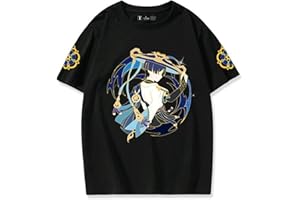 KEEPHEN T-Shirt Anime Game Genshin Impact Tops à Manches Courtes imprimés Wanderer Personality Comics Harajuku Pullover pour Hommes Femmes Ados