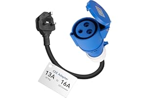 RamTouch Adattatore CEE Spina UK Tipo G a Presa CEE Blu 16A 3 Poli (50 cm, IP44, Max 13A, 3G2,5 mm²) - per Caricatori per Auto Elettriche, Wallbox Portatili e Stazioni di Ricarica Mobili da 3,7 kW