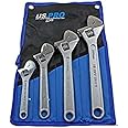 US PRO Tools 4pc Adjustable Wrench/Shifting Spanner Set 6'' 8'' 10'' 12'' Chrome Finish 2249