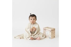 Little Dedi ZOE Baby Blanket Beige - Stroller Blanket & Cuddle Blanket made from 50% Recycled Cotton & 50% Polyester - GRS & OEKO-TEX Class 1 - Soft & Washable - Gift Box