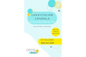 OPOSTIME. CONSTITUCIÓN ESPAÑOLA DE 1978 (FORMATO A5): PARA OPOSITORES Y UNIVERSITARIOS. INCLUYE ÍNDICE ANALÍTICO (VÁLIDO PARA LLEVAR A EXÁMENES)
