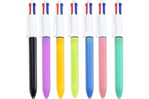 QIJIEFENCC 7 Pack 4-in-1 Retractable Ballpoint Pens,Multi Coloured Pens All in One,Medium 1.0mm,Black, Blue, Red and Green,for Office School Supplies Students Children Gift
