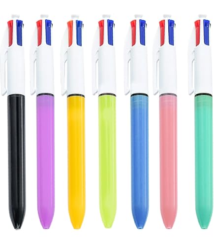 24 Stylos 4-en-1 Multicolores Avec Porte-clés | Stylos Rétractables - Idéal École, Bureau, Cadeaux Étudiants
