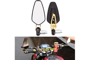 MISS MOLY Motocicleta Espejos Laterales de Extremo de Barra,7/8 "22 mm Aleación de Aluminio Espejos Retrovisores del Manillar para Scooter Cruiser Sport Bike(Oro)