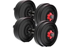 Amazon Brand - Symactive 20 Kg PVC Adjustable Dumbbells Fitness Kit for Full Body Workout (2 Kg x 4 + 3 Kg x 4 Kg Weight, One Pair 14'' Dumbbell Rods & Nuts)