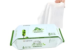 VIETDAI HYUNDAI VIETDAI Toallitas Perro Higiene Patas Toallitas Gatos para Limpiadoras Perros Culo Ojos Orejas Cuerpo y Pelo Toallitas Mascotas con Aloe Vera y Vitamina E -80 Hojas