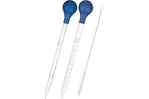 NUTKIT 2 stycken pipetter, glaspipett med PVC boll och rengöringsborste, mätpipett för exakt blandning, glaspipett dropper med skala, dropppipett för experiment industri hantverk medicin 10 ml + 5 ml