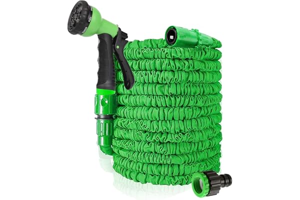 HGLCM Tuyau d'arrosage extensible de 7.5m/15m/22.5m/30m/37.5m 3 fois, magique flexible, anti-fuite, léger et facile à ranger(Vert,30m)