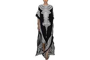 Bsubseach Women Casual Beach Kaftan Dress Short Sleeve Loungewear Caftan Swimsuit Cover Up