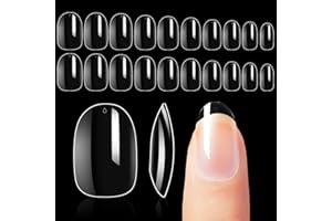 Makartt Uñas Ovaladas Cortas 500 Piezas Prensa en las Uñas Soak Off Nail Tips Cubierta Completa Uñas Postizas Transparentes Uñas Acrílicas Uñas Postizas 10 Tamaños para Salones de Uñas