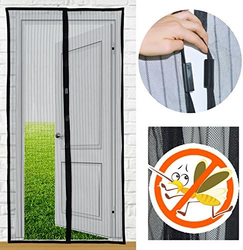 Magnets Screen Doors, velaali Black Full Frame Velcro Magnetic Screen for Door Magnetic Door Screen Magnets Snap Shut Automatically Fits Door Size up to 39" x 82"