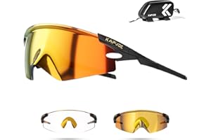 KAPVOE K410 Gafas de Ciclismo Portátiles Gafas de Sol Fotocromáticas & Alta Definición para Hombre y Mujer Patillas Ajustables Protección UV400 Ligeras con Bolsa para Bicicleta Gafas MTB