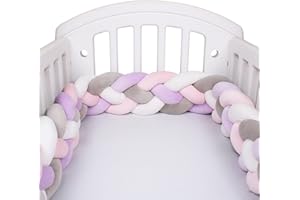 JIcloun 4 Hilos Cuna Parachoques Trenzados, Cama Serpiente Anudada Cojines Infantiles Habitacion Chichoneras Cuna Trenza Protector Guardería Almohada Trenzado del Dormitorio,A12,2.5M