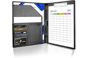 Casenly Klemmbrettmappe A4, PU Kunstleder Konferenzmappe, Schreibmappe Notizblock Dokumentenmappe, Leder Portfolio Ordner Zwischenablage, Business Mappe Organizer für Damen Herren