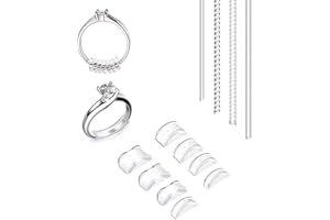 Uncle yang Ringgrößenversteller Set – 8 Silikonringe 4 Spiralringe zur Ringgrößenanpassung – Unsichtbare Ringverkleinerer für Damen & Herren, Transparent, Elastisch, 10 cm