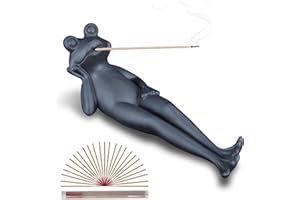 YEMMERT Räucherstäbchen Halter Frosch, Handgefertigter Räucherstäbchen Set mit Halter RäUcherstäBchenhalter mit 30 RäUcherstäBchen, Frosch-Geschenk-Ornament FüR Meditation/Wohnzimmer/BüRo-Dekoration