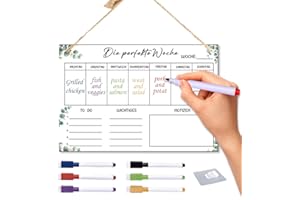 VOHESEA Wochenplaner Abwischbar,30 x 20 CM Memoboard mit 6 Whiteboard-Stifte&Aufhängeseile,Magnetisch Whiteboard Wochenplaner