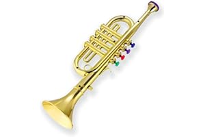 AKOZON Generic Children's Trumpet Horn, Kid Gold Coated Plastic Preschool Child Music Toy Gift Wind Instrument ABS Preschool To + trumpet barn metall trumpet kids toy trompete kinder trompete kinder trompete