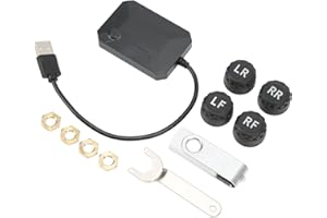 CHICIRIS USB TPMS, DC 5V Facile da Leggere di Monitoraggio Sicuro della Pressione dei Pneumatici Ad Alta Precisione Lunga Distanza di Ricezione con 4 Sensori per Android