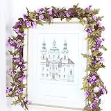1 paquete de 3 banderines, longitud de ramo individual: 160 cm, flores moradas, flores de viñedo.Un gran cambio, haz una decoración diferente.