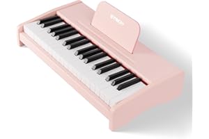 STRICH 37 Keys Kids Piano Keyboard, Mini Digital Piano for Kids, Volume Adjustable, Music Book, Wood Piano for 3+ Girls and Boys, Pink Color, SEK-37