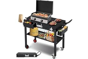 UNIONLINE Foldable Pizza Oven Stand, Outdoor Grill Cart Trolley on Wheels & Handle,Ninja BBQ Food Prep Table Two-Layer,Stainless Steel Table for Patio Backyard Garden