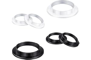 DHWEKU Pack of 6 E27 Screw Rings Plastic, E27 Screw Ring for Lamp Holder, Heat Resistant Thread Ring for Lampshade, for Lampshade or Glass Elements, 40 mm, White and Black