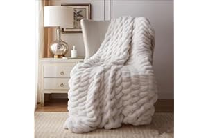 Fouriding Kunstpelz Fleece Decke,Winter weiche warme Blase Kunstpelz Fleece Decke für Bett Sofa Casual Decke Bettdecke Decke (Beige, 100×150CM)