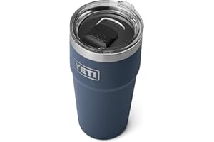 YETI Rambler Cup, Vacuum Insulated Stainless Steel Stackable Cup with Magslider Lid, Navy, 20 oz (591 ml)