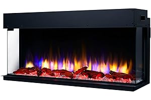 ENDEAVOUR FIRES AND FIREPLACES Endeavour Fires 40''/1030mm Rosedale 3D Media Wall Inset Electric Fireplace with Multi Flame Colours Log & Crystal Set, 7day Programmable Remote Control 1&2kW