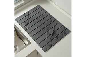 NEWLIKY Alfombrilla de bano de diatomeas alfombrilla de bano pequena 30x40cm Antimoho Absorbente Antideslizante Secado rápido diatomeas tapete baño Plegable para bañera Inodoro cocina Mármol Gris Oscuro