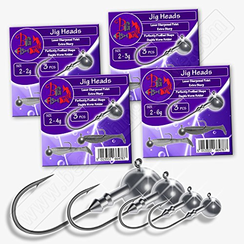 Jig Heads size 2 2g-6g SHARP Hooks Pike Drop Shot Perch Fishing Tackle Soft Lure