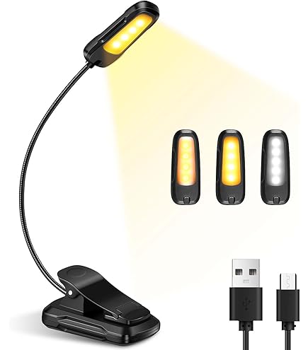 EKH Luce Da Lettura A Clip Per Kindle – 3 LED Con 2 Intensità, Braccio Flessibile, Alimentazione A Batteria (non Incluse)