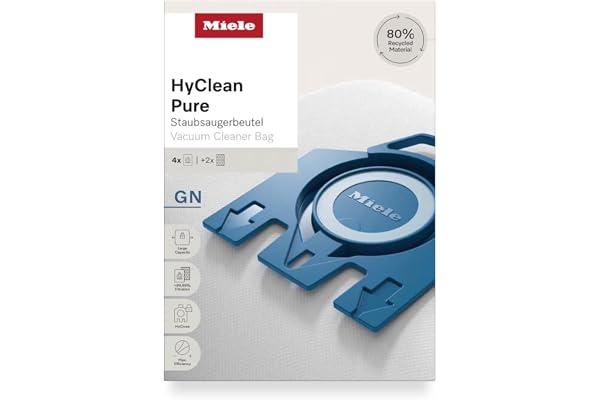Miele originaltillbehör – dammsugarpåsar HyClean Pure GN, med bästa filtreringsprestanda, stänger in dammet säkert i dammsugaren/automatisk påsförslutning (12281680)
