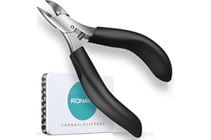 RONAVO Toenail Clippers for Ingrown Toenails - Professional Ingrown Toe Nail Clippers with Best Curved Blade for Fine Trimming, Heavy Duty Nail Clipper with Anti-Slip Long Handle for Men/Women/Senior (Black)